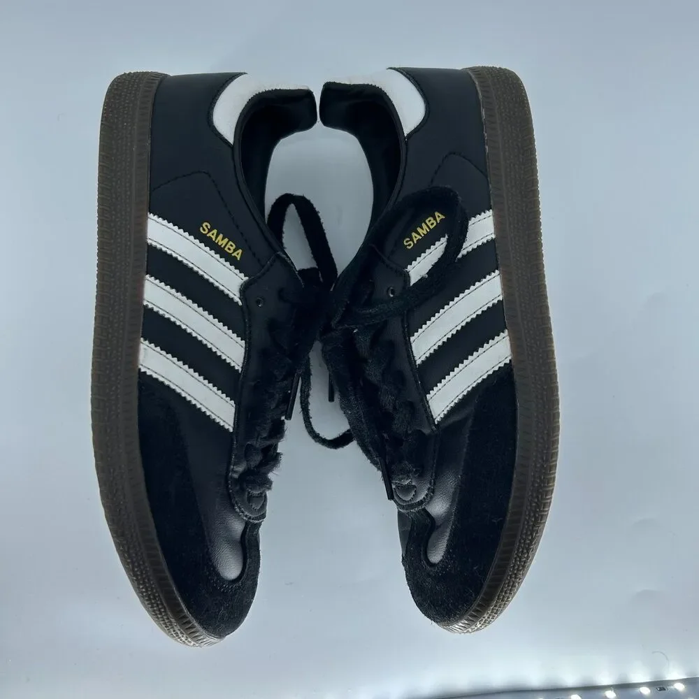 Adidas Samba OG Mens Size 5.5 Low Sneakers Black White Gum Leather Shoes B75807